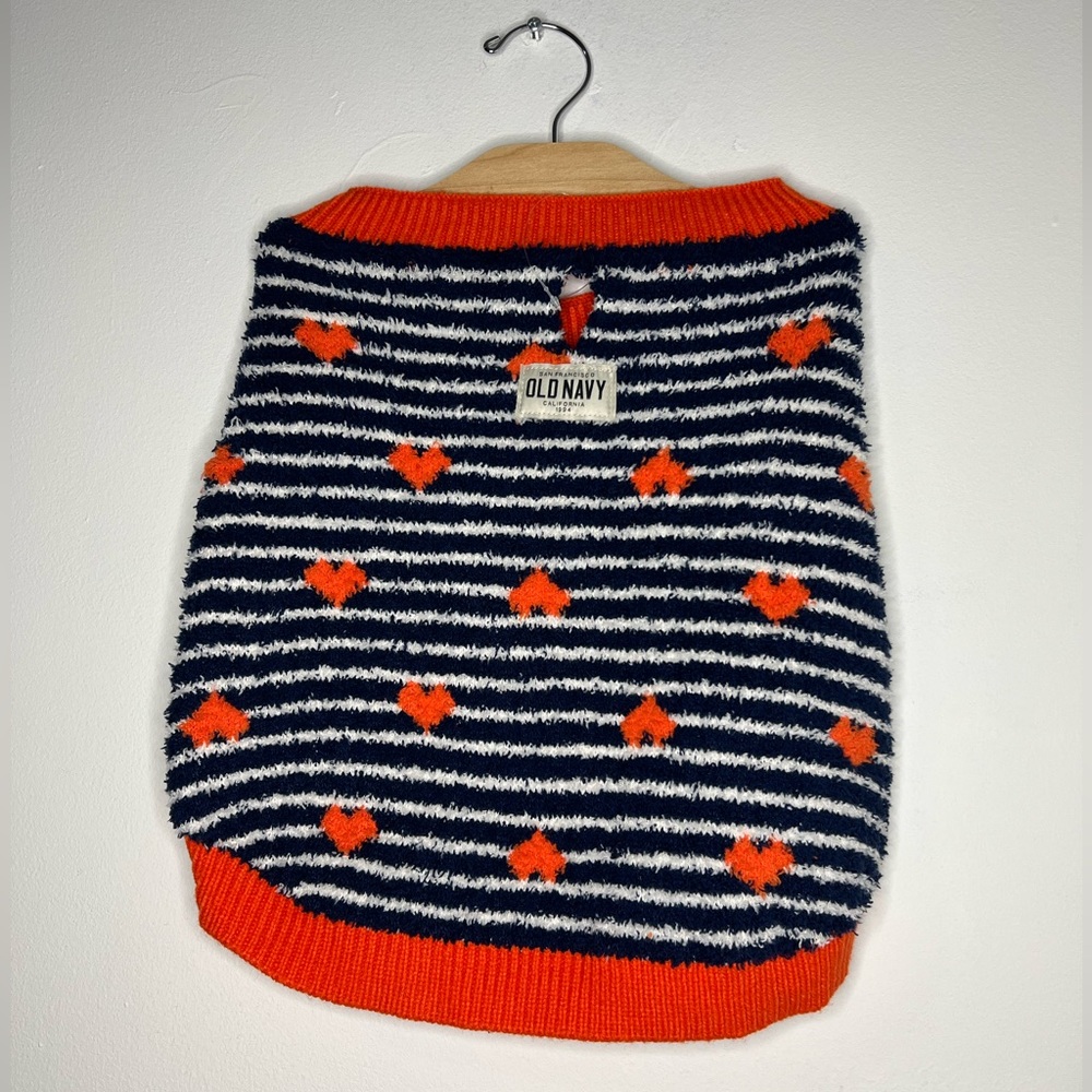 Old Navy Cozy Printed Blue and Orange Heart Sweater for Pets Size Large